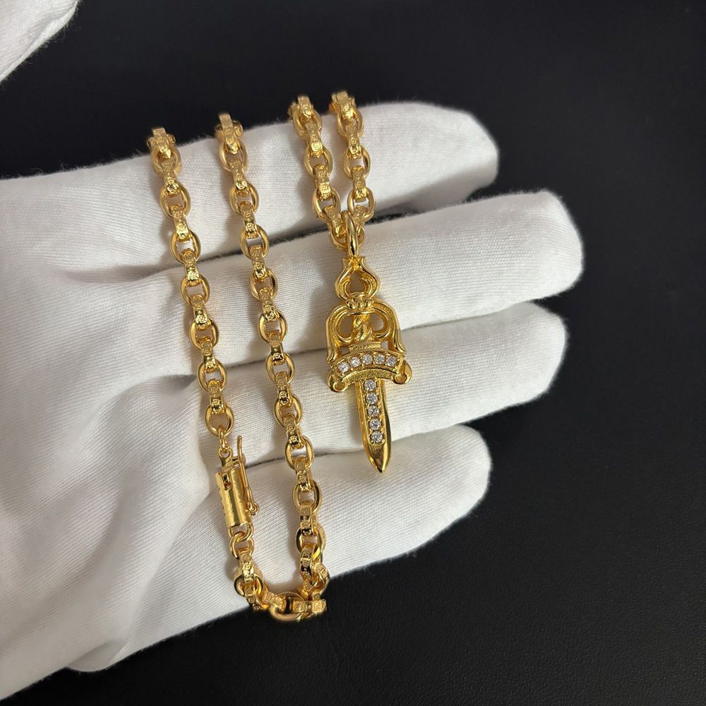 Chrome Hearts luxury high-end gold diamond sword pendant