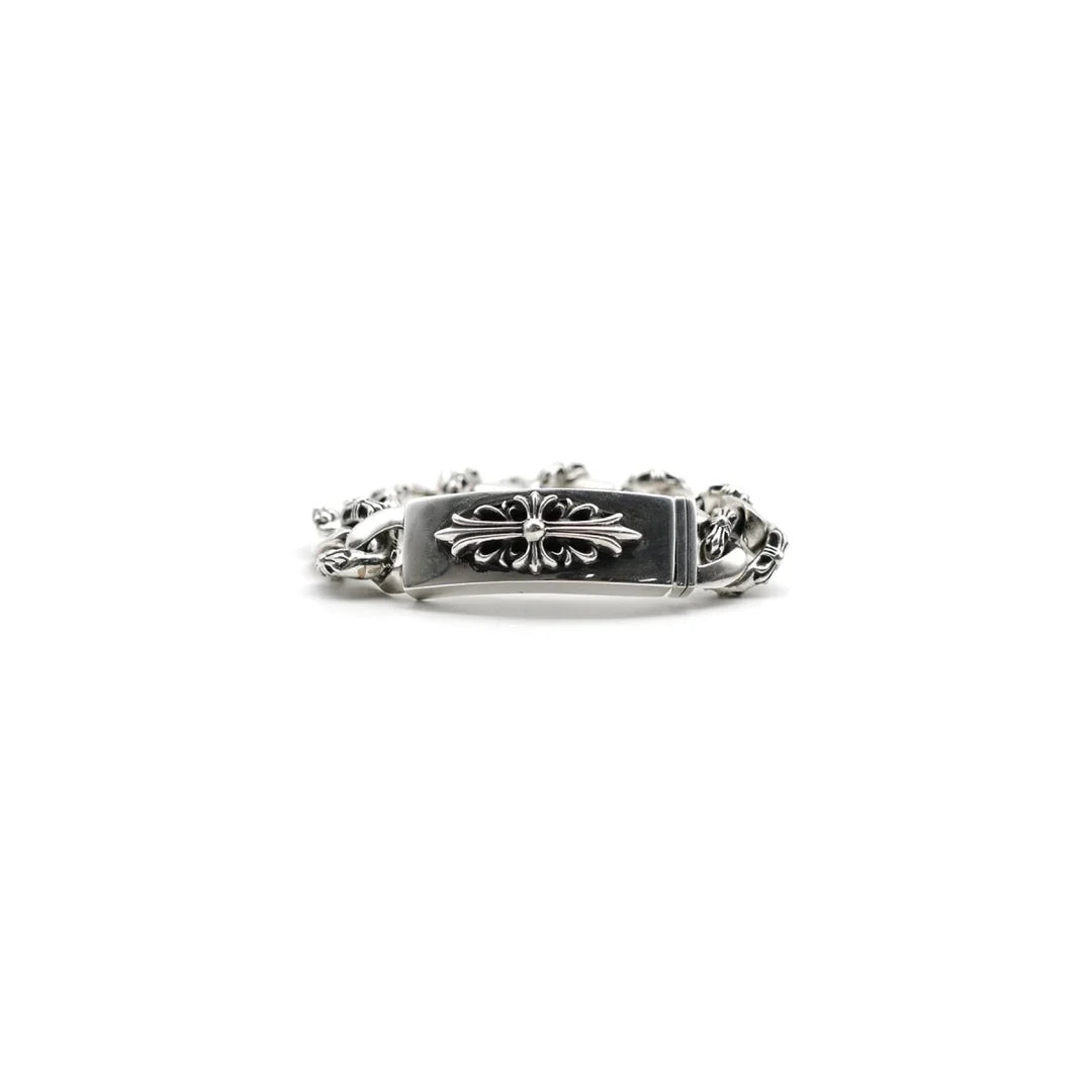 Chrome Hearts Floral Cross ID Bracelet 925 Sterling silver CH Keeper Bracelet
