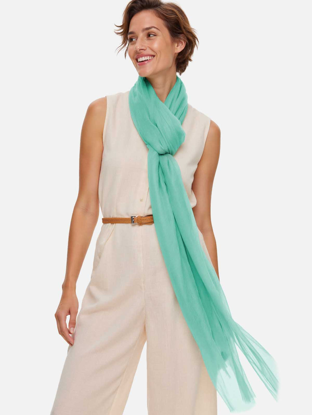 Featherlight Aqua Cashmere Scarf