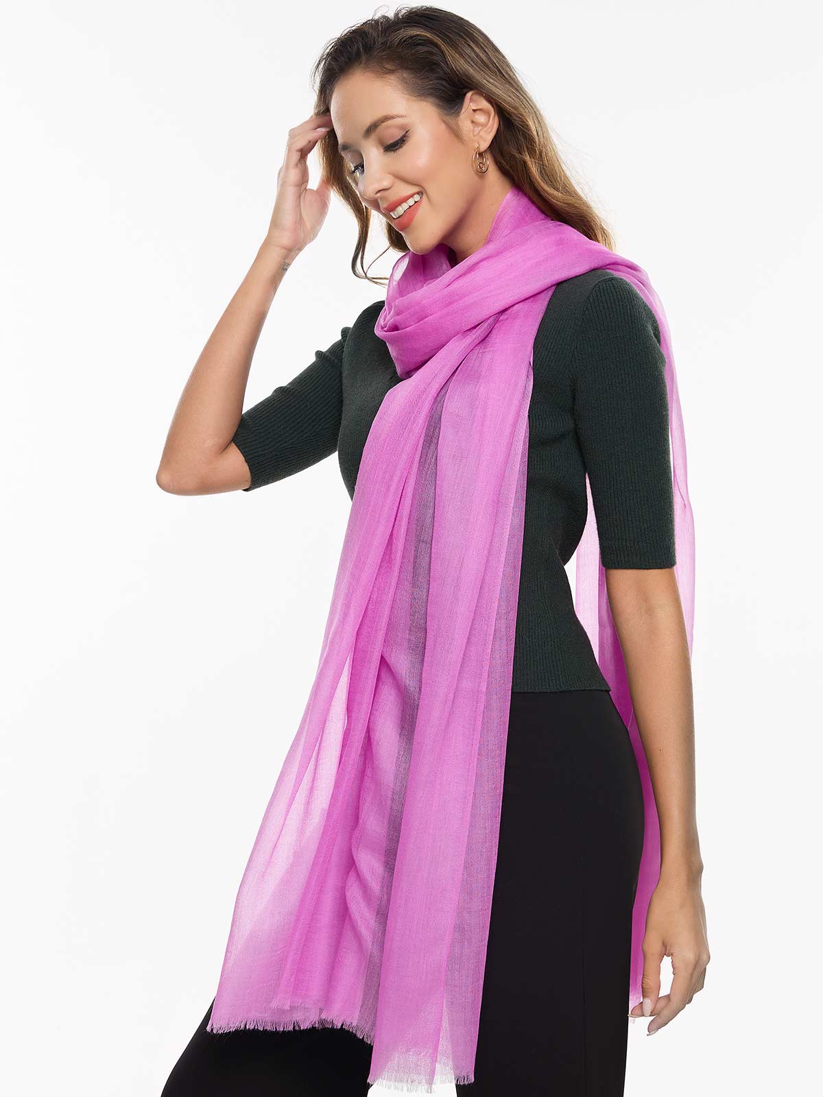 Featherlight Orchid Cashmere Scarf