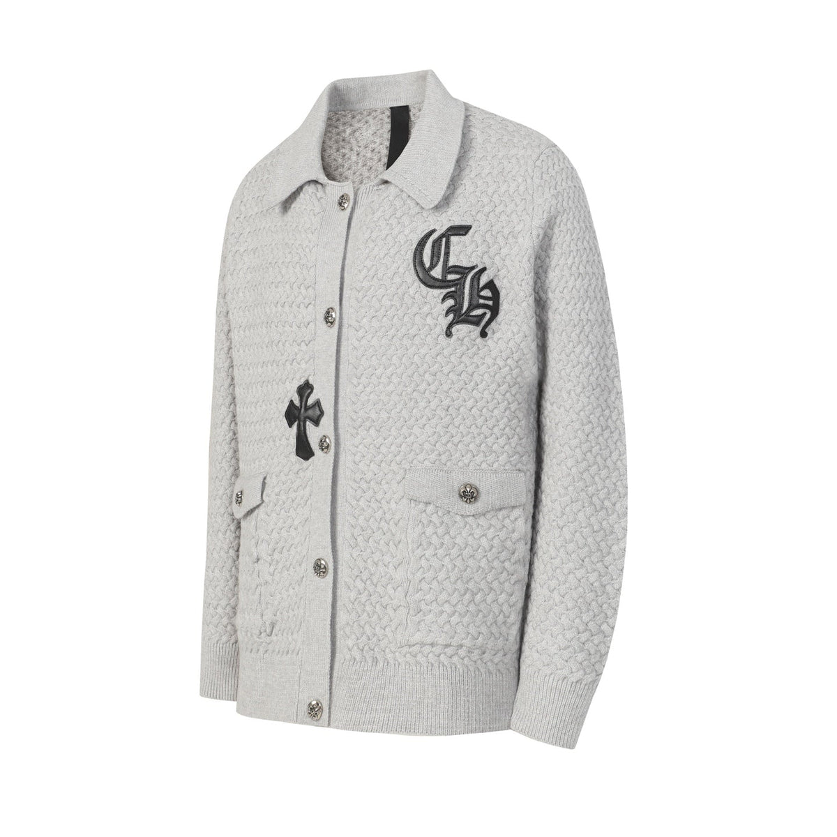 Chrome Hearts Gothic Cross Knit Cardigan - Black Grey Streetwear Jacket 904