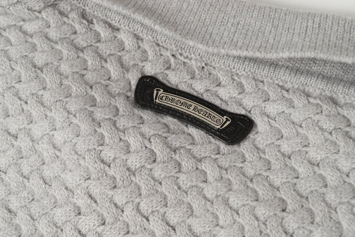 Chrome Hearts Gothic Cross Knit Cardigan - Black Grey Streetwear Jacket 904