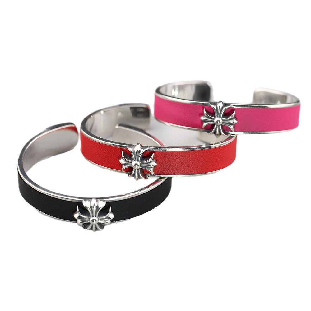 Chrome Hearts Cross Flower Stingray Crest Open Bracelet