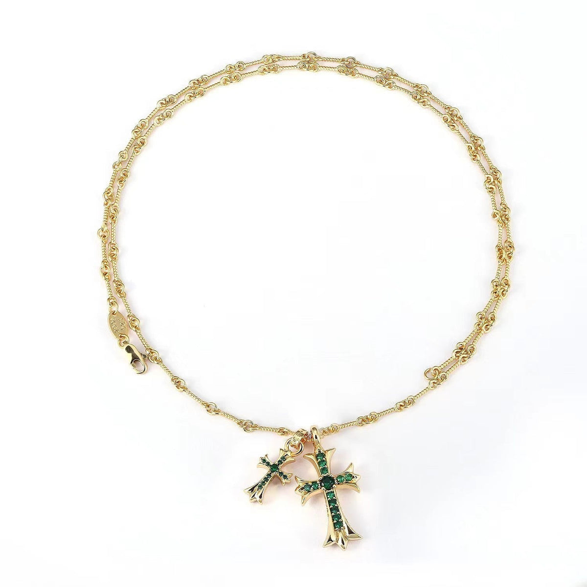 Chrome Hearts double cross diamond Bamboo Necklace