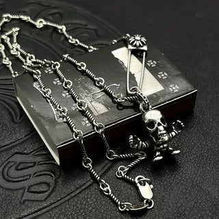Chrome Hearts skull man twist pin necklace