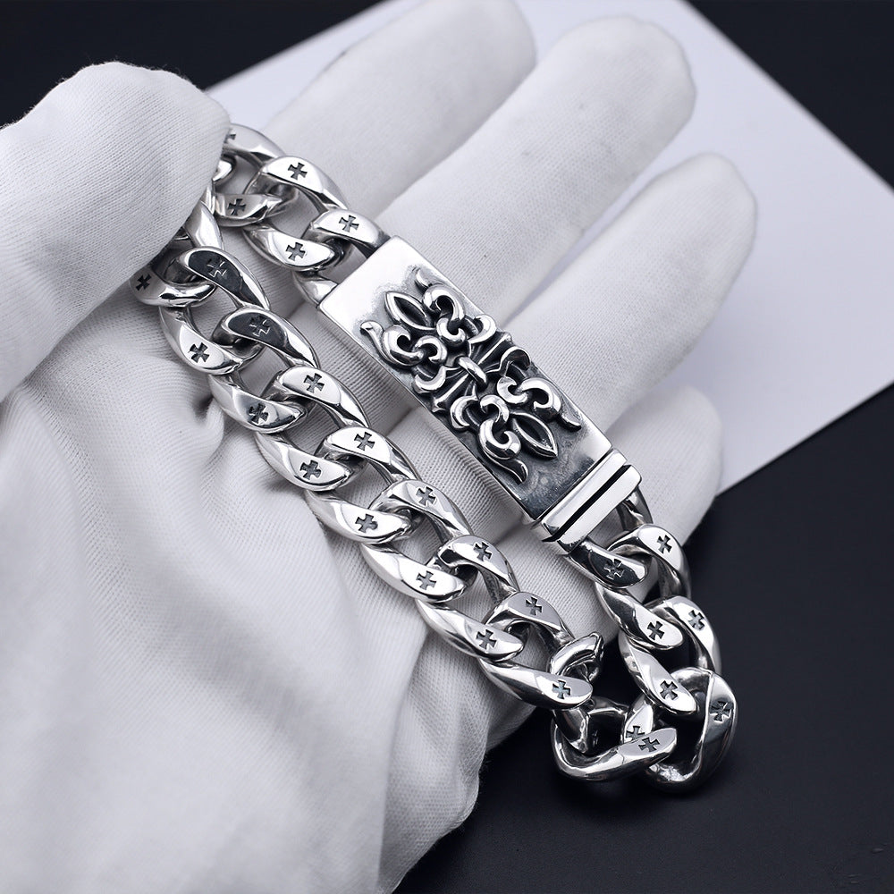 Chrome Hearts distressed butterfly flower cross bracelet
