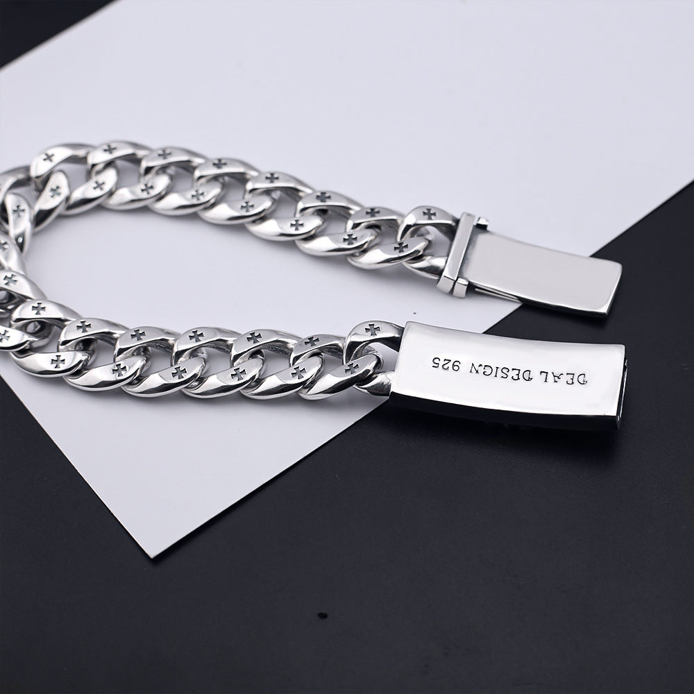 Chrome Hearts distressed butterfly flower cross bracelet