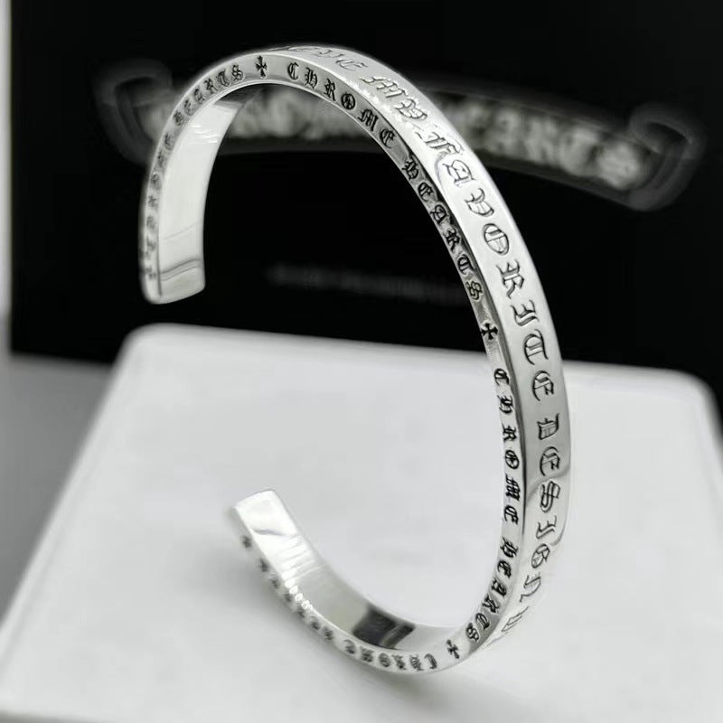 Chrome Hearts retro classic cross flower Scroll Label open bracelet
