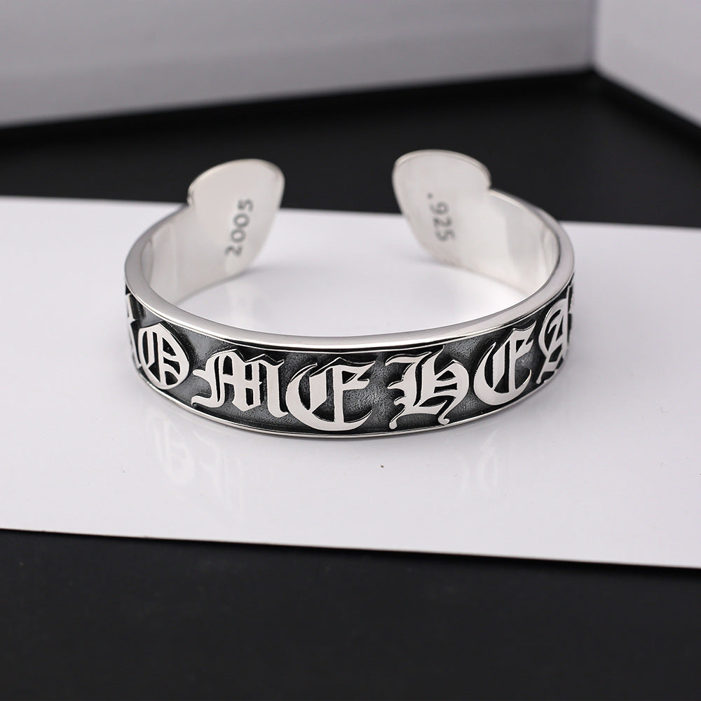 Chrome Hearts retro Scroll Label open bracelet