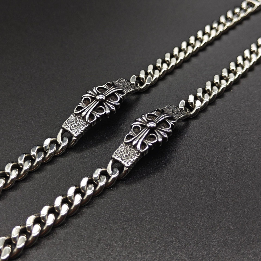 Chrome Hearts cross flower curved Cuban domineering bracelet