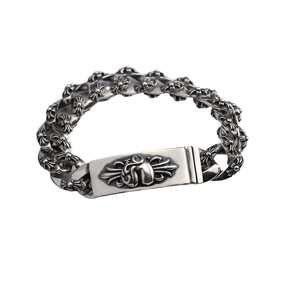 Chrome Hearts Floral cross heart ID bracelet